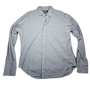 Polo Ralph Lauren Shirt Men's L White/Black/Blue Long Sleeve Button Up Dress